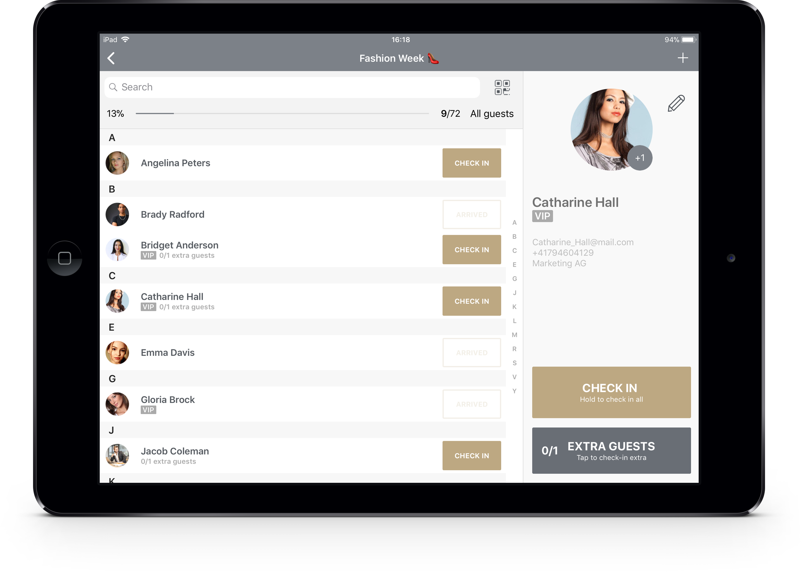 Extra guest check-in Eventor.app